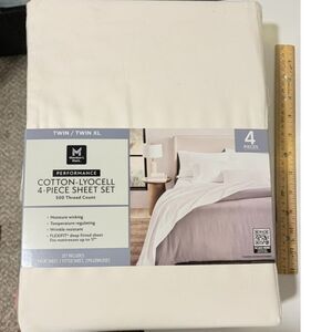 Members Mark Cream Twin Sheet set 500 thread ct.